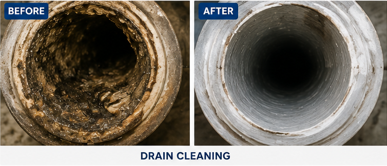 Before and after drain cleaning in Wichita Falls, TX